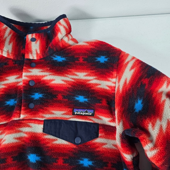 Patagonia Synchilla Snap-T Fleece Pullover Red Southwestern Tribal 25455 FA15 - Picture 2 of 9